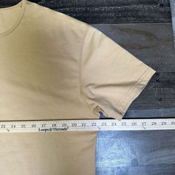 Bylt Mens Size XL Drop Cut S/S Athletic T Shirt Tan Short Sleeve Curved Hem - Picture 3 of 7